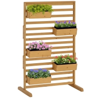 Outsunny Wooden Plant Trellis Stand with 5 Hanging Planter Boxes, Freestanding Outdoor Plant Stand for Patio, Garden, Balcony, Porch