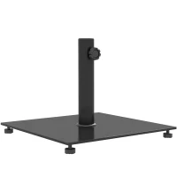 Outsunny Square Patio Umbrella Base, 29 lbs Metal Umbrella Stand Base with Adjustable Foot Pads, Heavy Duty Patio Umbrella Holder for 1.5"/1.9" Umbrella Poles for Outdoor, Lawn, Poolside, Black(m-11)