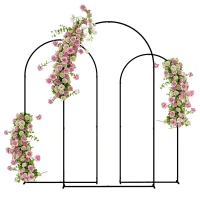 Outsunny Metal Arch Backdrop Stand Set of 3, 7/6.5/6 ft Wedding Arch Frame, Balloon Backdrop Arch Stand Set for Birthday Party, Bridal Shower, Graduation, Ceremony, Banquet Decorations, Black(m-11)