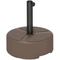 Outsunny Round Patio Umbrella Base Holder, Heavy Duty Outdoor Umbrella Stand Base, Filled Up to 44lbs with Stand or 40lbs with Water for Garden, Poolside, Brown(m-11)