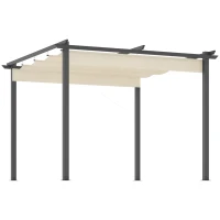 Outsunny 10' x 10' Retractable Pergola Canopy, Patio Gazebo, Sun Shelter with Aluminum Frame for Outdoors, Cream White(m-1)