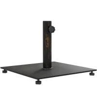 Outsunny Square Patio Umbrella Base, 29 lbs Metal Umbrella Stand Base with Adjustable Foot Pads, Heavy Duty Patio Umbrella Holder for 1.5"/1.9" Umbrella Poles for Outdoor, Lawn, Poolside, Bronze(m-11)