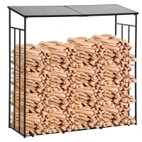 Outsunny 73" Firewood Rack Wood Storage Log Holder with Polycarbonate Roof for Fire Pit and Fireplace, 4620lbs Load(m-11)