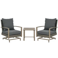 Outsunny Patio Bistro Set, Porch Furniture with Soft Cushions and Rocking Function for Yard, Lawn, Porch, Dark Gray(m-1)