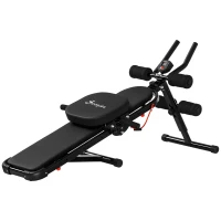 Soozier Multi-Purpose Ab Workout Equipment, Foldable Ab Machine, Adjustable Sit Up Bench & Weight Bench, Abdominal Cruncher with Resistance Bands & LCD Display(m-1)