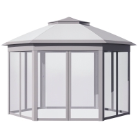 Outsunny 11' x 13' Pop Up Gazebo Canopy Tent with Zippered Mesh Sidewalls and Carrying Bag, Event Tent Shelter for Patio Garden Backyard, Gray