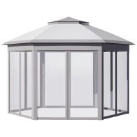 Outsunny 11' x 13' Pop Up Gazebo Canopy Tent with Zippered Mesh Sidewalls and Carrying Bag, Event Tent Shelter for Patio Garden Backyard, Gray(m-1)