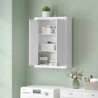HOMCOM Bathroom Cabinet Wall Mounted, Modern Bathroom Wall Cabinet with 2 Doors and 2 Adjustable Shelves, White(m-9)