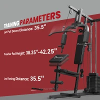 Soozier Home Gym Equipment Weight Training Machine, Multifunction Workout Machine with 143lbs Weight Stack for Full Body Workout and Strength Training, Black(m-7)