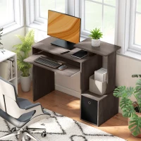 HOMCOM Computer Desk with Sliding Keyboard Tray Storage Drawer Shelf Home Office Workstation Grey(m-1)