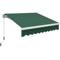 Outsunny 8' x 6.6' Patio Retractable Awning, Manual Exterior Sun Shade Deck Window Cover, Green(m-1)