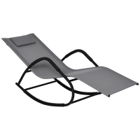Outsunny Rocking Chair, Zero Gravity Patio Chaise Sun Lounger, Outdoor Rocker, UV Water Resistant, Pillow for Sunbathing, Lawn, Garden or Pool, Gray