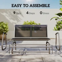 Outsunny Patio Double Glider Bench Swing Chair Rocker Heavy-Duty Loveseat Outdoor Garden Rocking Bench Steel Frame Sling Fabric Seat Black(m-5)