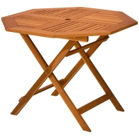 Outsunny 39" Acacia Wood Outdoor Dining Table, Octagon Patio Table with Umbrella Hole, Teak(m-1)