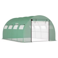Outsunny 13' x 10' x 6.5' Walk-in Tunnel Greenhouse with 2 Zippered Mesh Doors & 10 Mesh Windows, Upgraded Gardening Plant Hot House with Galvanized Steel Hoops, Green(m-1)