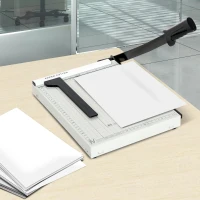HOMCOM 12-Inch Professional Paper Trimmer Metal Base Guillotine Cutter Plate 12 Sheet Capacity Portable(m-1)