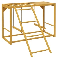PawHut Wooden Chicken Activity Play w/ Swing Set, Chicken Coop Toy, Natural(m-11)