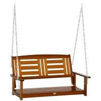 Outsunny 2 Person Front Porch Swing, Hanging Patio Swing, Outdoor Swing Bench with Pine Wood Frame and Hanging Chains for Garden and Yard(m-1)
