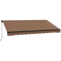 Outsunny 12' x 10' Retractable Awning, 280gsm UV Resistant Sunshade Shelter for Deck, Balcony, Yard, Coffee(m-11)