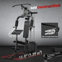 Soozier Home Gym Equipment Weight Training Machine, Multifunction Workout Machine with 143lbs Weight Stack for Full Body Workout and Strength Training, Black(m-6)