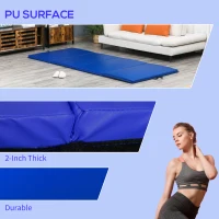 Soozier 4'x10'x2'' Folding Gymnastics Tumbling Mat, Exercise Mat  with Carrying Handles for Yoga, MMA, Martial Arts, Stretching, Core Workouts, Dark Blue(m-5)