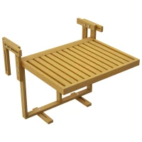 Outsunny Hanging Deck Table, Wood Frame, 26.75" x 25.5" x 16" -21.75", Natural(m-11)