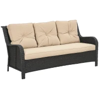 Outsunny 3-Seater Outdoor Sofa w/ 4" Thick Cushions, Outdoor Couch, Beige(m-11)