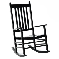 Outsunny Wooden Outdoor Rocking Chair with Armrests, High Back for Garden, Patio, Balcony, Porch, Black(m-11)