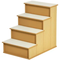PawHut Pet Stairs, Small Pet Steps with Cushioned Removable Covering for Dogs and Cats Up To 22 lbs, Natural(m-1)
