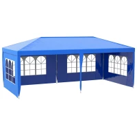 Outsunny 9.6' x 19' Large Party Tent, Outdoor Event Shelter, Gazebo Canopy with 4 Removable Window Sidewalls for Weddings, Picnics, Blue(m-11)