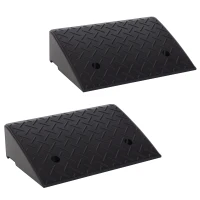 HOMCOM Rubber Curb Ramps Set, 4'' Heavy Duty Driveway Ramps with 33,000lbs Weight Capacity for Low Cars, Motorcycle, 2 Pack, 19" x 12.5" x 5"(m-1)