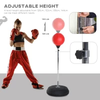 Soozier Boxing Bag with Stand, Freestanding Punching Bag with 49.6"-56.7" Adjustable Height, Fillable Base, Pump, Gloves, Red(m-4)