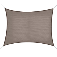 Outsunny 13' x 20' Sun Shade Sail Canopy Outdoor Shade Sail Cloth for Patio Deck Yard with D-Rings and Rope Included, Brown