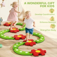 Qaba Kids Balance Beam Stepping Stones with Non-slip Surface for Kids 3-8, Build Coordination and Gross Motor Skills, Green(m-7)