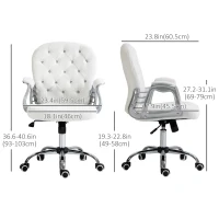 Vinsetto Office Chair, Computer Desk Chair with Adjustable Height and Tufted Back, White(m-3)
