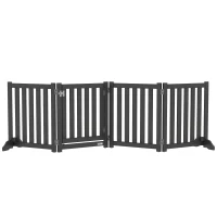 PawHut Foldable Dog Gate with Door, 4 Panels Fressstanding Pet Gate, Black(m-11)