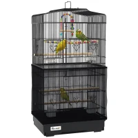 PawHut 36" Bird Cage with Accessories, Handle, Mesh Cover, Tray, Black(m-11)