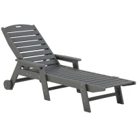 Outsunny Outdoor Chaise Lounge Chair, Waterproof Pool Furniture with Reclining Adjustable Backrest & Wheels for Beach, Tanning, Poolside, Patio, Light Gray(m-1)