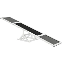 PawHut Wooden Dog Agility Seesaw for Training and Exercise, Weather Resistant, 83" L x 16" W x 14" H, White(m-11)