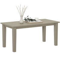 Outsunny Rectangle Outdoor Coffee Table, HDPE All-Weather Outdoor Patio Table with Slatted Tabletop for Yard, Balcony, Brown(m-11)