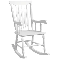 Outsunny Porch Rocker Chair, 350 lbs. Wooden Outdoor Rocking Chair with High Back for Garden, Patio, Balcony, White(m-11)