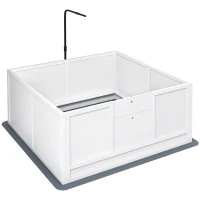 PawHut Whelping Box for Dogs with Retractable Light Stand, Waterproof Pad, Rail, Adjustable Height Door, 41" x 39"(m-11)