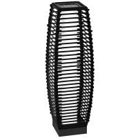 Outsunny Solar Floor Lamp, Outdoor Rattan Garden Lantern Pathway Light & Decorative Driveway Lighting with Auto On/Off LED Lights for Porch, Yard, Lawn, Courtyard, Deck, Black(m-11)