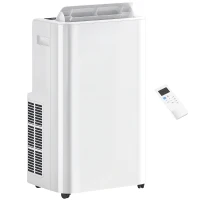 HOMCOM 12000 BTU Portable Air Conditioner with Remote Control, Free Standing AC Unit with Built-in Cool, Dehumidifier, Fan Modes for Room Up to 550 Sq.Ft., 24 Hour Timer, Window Installation Kit(m-1)