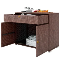 Outsunny Outdoor Storage Cabinet, Waterproof PE Rattan Cabinet with Drawer for Indoor, Outdoor Swimming Pool, Mixed Brown(m-11)