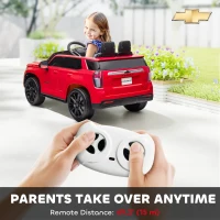 Aosom 12V Licensed Chevrolet TAHOE Ride On Car with Remote Control for 3-6 Years Old, Red(m-6)