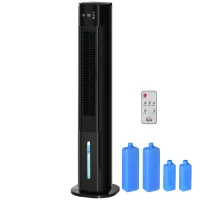 HOMCOM 42" Portable Evaporative Air Cooler, 3-In-1 Ice Cooling Fan Humidifier with Remote, Timer, Oscillating, LED Display, and 1.6 Gal Water Tank, Black(m-11)