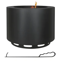 Outsunny Smokeless Fire Pit, Portable Camping Bonfire Stove with Poker for Backyard Patio Picnic, Steel, Black(m-11)