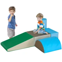 Soozier 5 Piece Climb and Crawl Activity Play Set, Baby Soft Play Set, Foam Climbing Blocks for Toddlers, Kids Preschooler Indoor Play Equipment Contemporary(m-1)