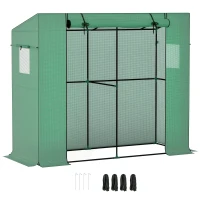 Outsunny Walk-in Portable Greenhouse Small Greenhouse for Outdoors with UV-resistant PE Cover, 6.6' x 2.5' x 5.6' Green(m-11)